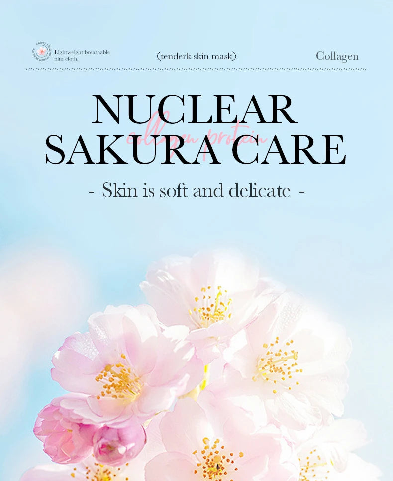5pcs SADOER Sakura Korean Skincare Face Mask – Moisturizing, Brightening &amp; Firming Collagen Sheet Masks