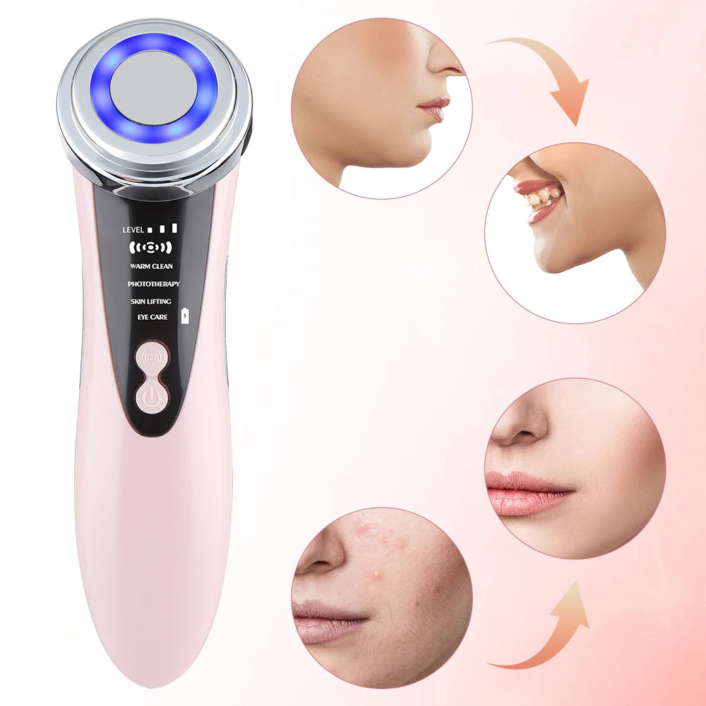Hailicare Korean Beauty Facial Device – Warm Vibration Massage &amp; LED Light Therapy