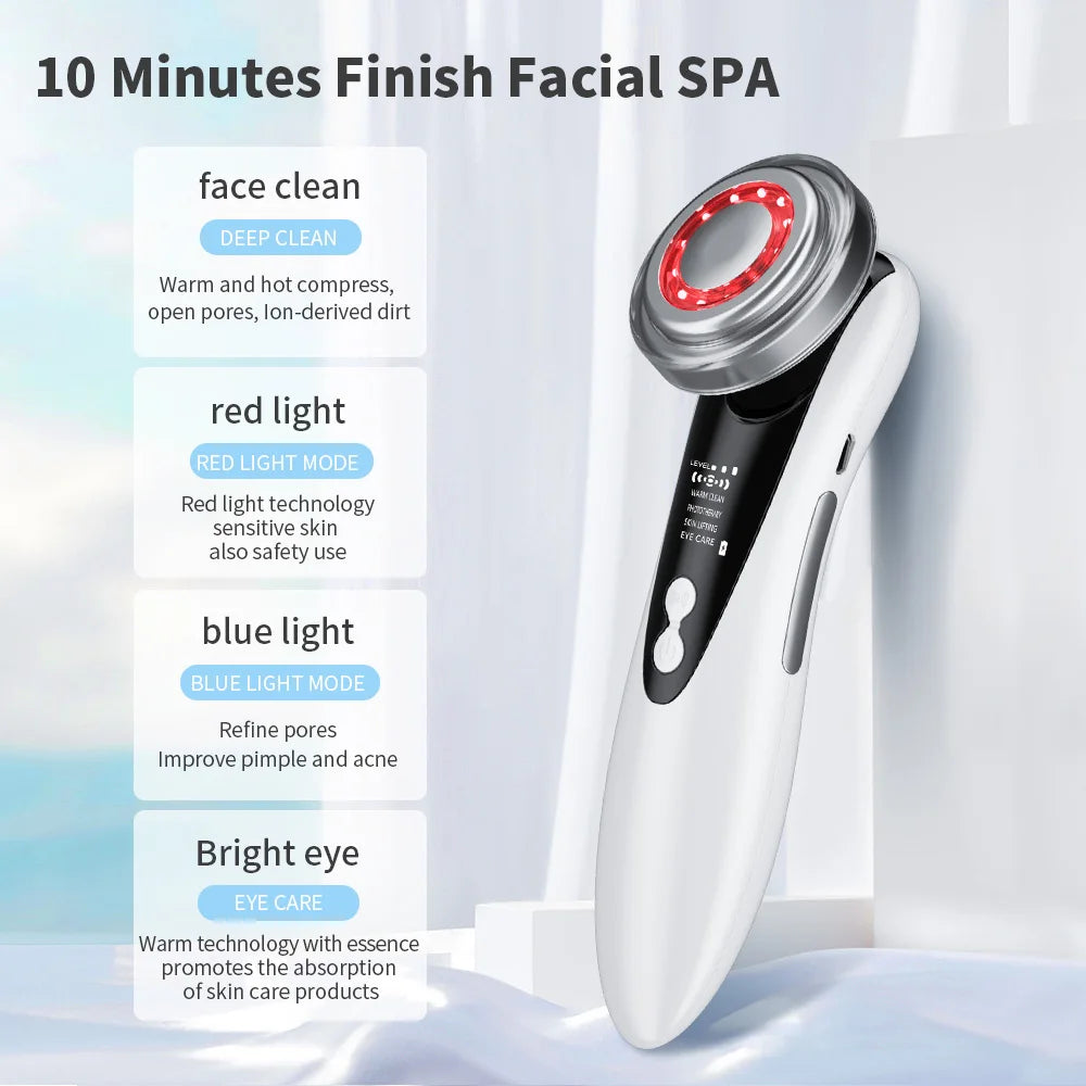 Hailicare Korean Beauty Facial Device – Warm Vibration Massage &amp; LED Light Therapy