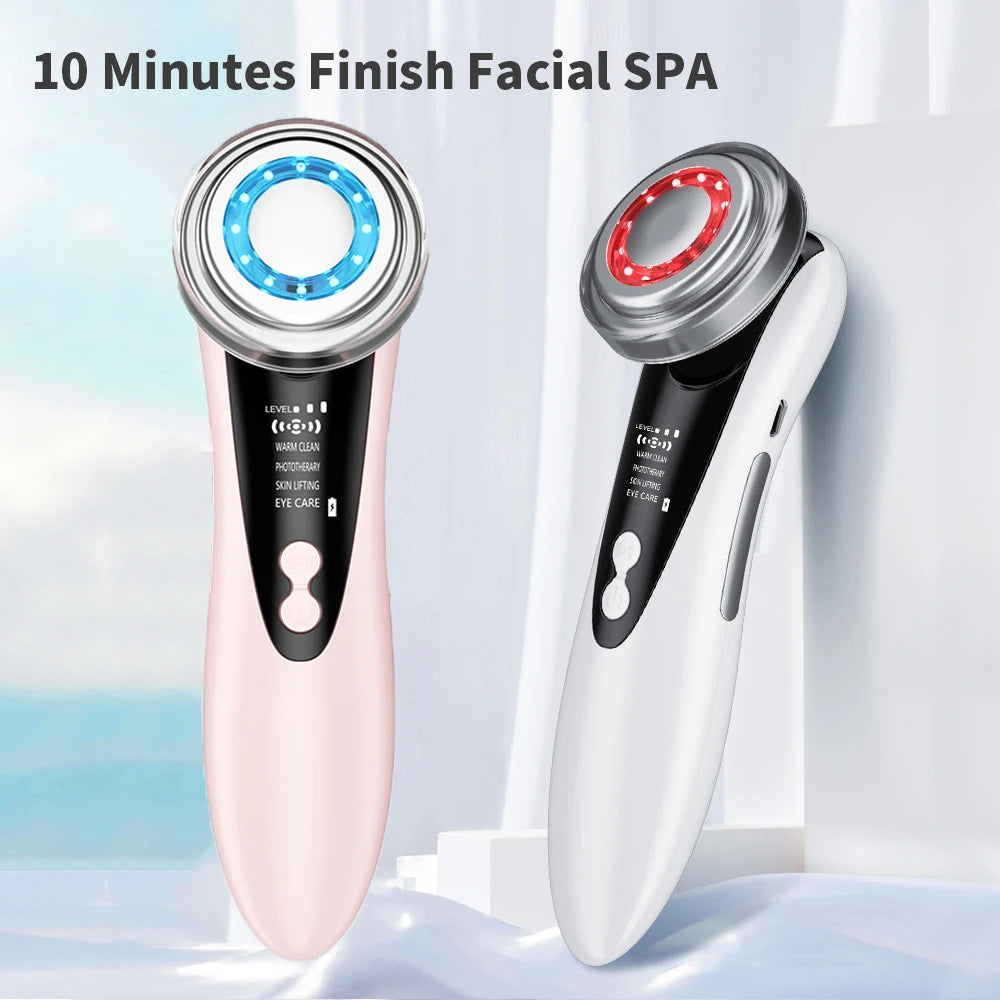 Hailicare Korean Beauty Facial Device – Warm Vibration Massage &amp; LED Light Therapy