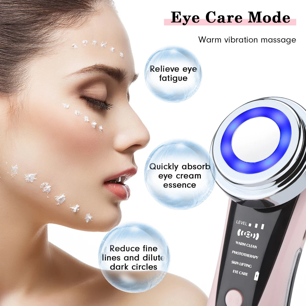 Hailicare Korean Beauty Facial Device – Warm Vibration Massage &amp; LED Light Therapy