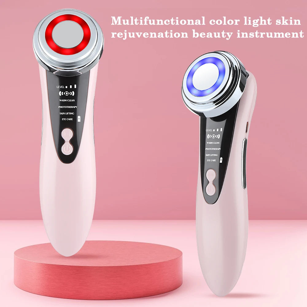 Hailicare Korean Beauty Facial Device – Warm Vibration Massage &amp; LED Light Therapy